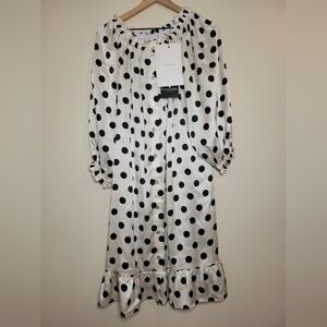 NWT Sleeper 100% silk polka dot lounge dress